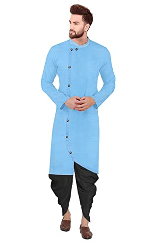 Image of Trustous Mens Cross Kurta Dhoti Set In Cotton