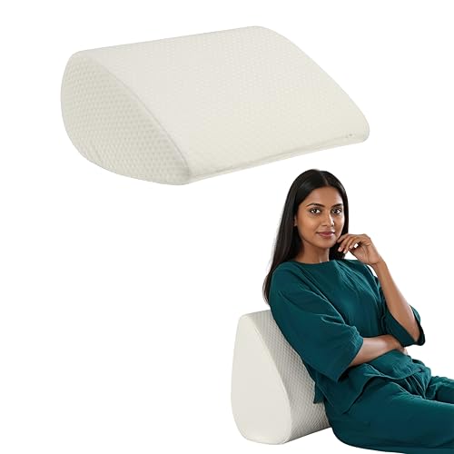 Image of Wakefit Memory Foam Curved Wedge Pillow | Soft, Washable Cover | Multi-Purpose Support for Back Relief, Leg Elevation & Knee Comfort | White