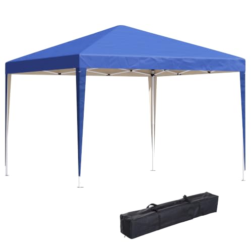 Image of Outsunny 3 x 3M Garden Pop Up Gazebo Height Adjustable Marquee Tent, Blue