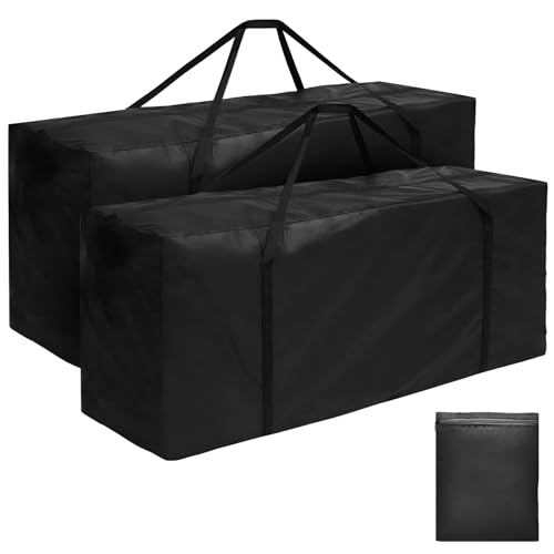 Image of widesmile 2 Pack 670L Extra Large Garden Cushion Storage Bag Heavy Duty Waterproof Outdoor Furniture Cushion Storage Bag 173x76x51cm with Handle and Zipper