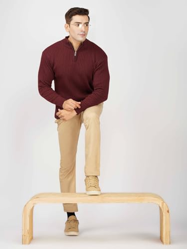Image of LOQUE Men's Wool Blend Selection Sweater Half Zip High Neck Pullover Warm Casual Winter Wear for Office and Travel