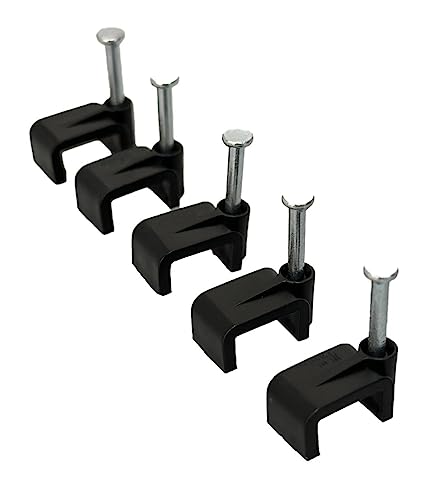 Lot De 100 Clips De Câble Acier Inoxydable – Diamètre 5-7 Mm, Noir, Avec Clous Résistants, Pour Gestion Câbles