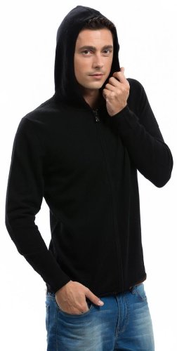 Men's Hoodie - Pure Cashmere Full-Zip Sweatshirt No Pockets Long Sleeves Hand-Knitted3