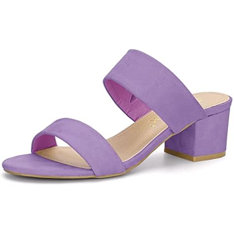 Allegra K Women's Purple Block Heel Sandals Cover