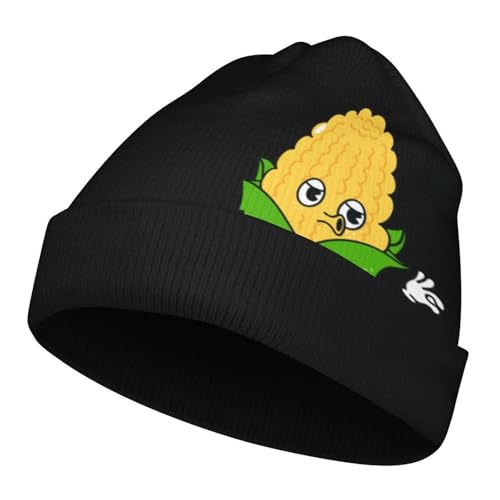 Cute and Funny Corn Pattern Kids Beanie Hat for for Girls Boys Children Cap Winter Knitted Chemo Cancer Headwear Accessories Gifts Decoration Black