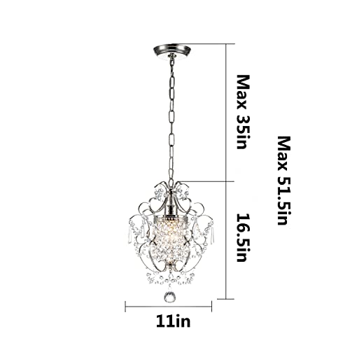 Pasentel Crystal Mini Pendant Light 1-Light Chandelier Fixture Ceiling Light Flush Mount For Kitchen Island,Bedroom,Bathroom,Dining,Living Room #TOP5