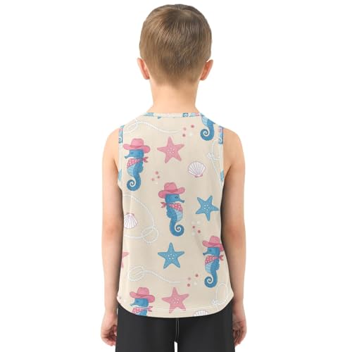 J JOYSAY Beach Sea Shells Pink Boys Tank Top Sleeveless Muscle Shirts Quick Dry Sport Workout Active Kids T-Shirts 3-15T3