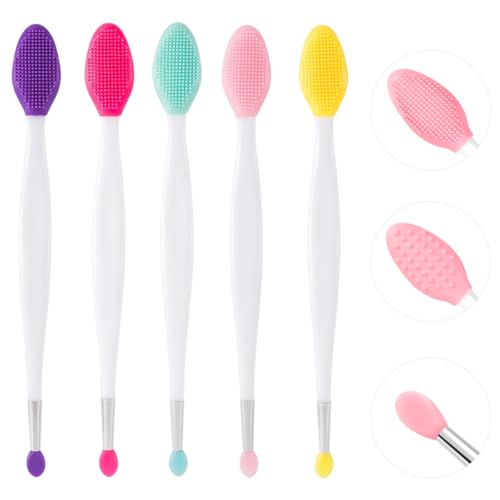 Image of MAYCREATE5Pcs Blackhead Nose Scrubber Brush 3-in-1 Double Head Pore Cleaner Deep Soft Silicone Bristles Exfoliation Tool for Nose & Facial Pores, Blackhead & Sebum Removal