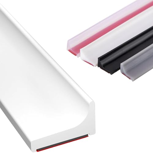 Playolay Barrera de Agua para Ducha, junta Mampara, Perfil de Silicona, Borde Plato Ducha, Vierteaguas para Encimeras, Ideal para Baños Modernos y Sin Fugas (Blanco, 1 Metro)