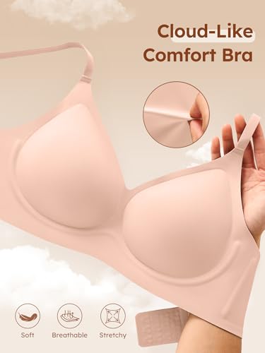 Image of Wireless Jelly Bras for Women No Underwire - S-2XL Seamless Padded T-Shirt Bralette with Support, Comfortable Everyday Bra