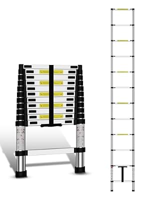 SDOER Telescoping Ladder,14.5 FT Multi-Purpose Collapsible Telescopic Extension Ladders, Aluminum telescoping Ladder for Indoor Or Outdoor, Heavy Duty 330 lbs Load