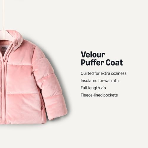 Amazon Essentials x Sofia Grainge Toddlers and Baby Girls' Velour Puffer Jacket3