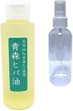 Amazon 天然青森ヒバオイル 100ml入 便利なスプレーボトル付き 天然青森ヒバ 純度100 抽出オイル防虫 除菌 消臭 お風呂で癒し 青森ヒバ 除菌剤