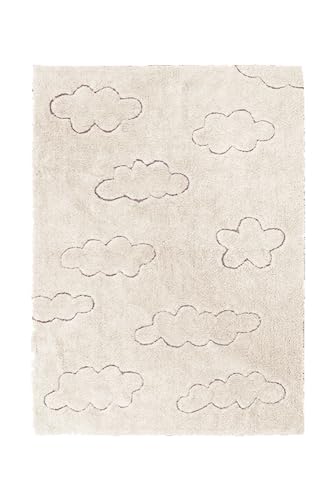 Lorena Canals - Washable Area Rug For Kids' Rooms. Collection Rugcyled Clouds In Natural - Handmade By Artisans In Rectangular Shape And Made In Natural Cotton And Non-Toxic Dyes - Size: 4' 7" X 6' 7" #TOP16