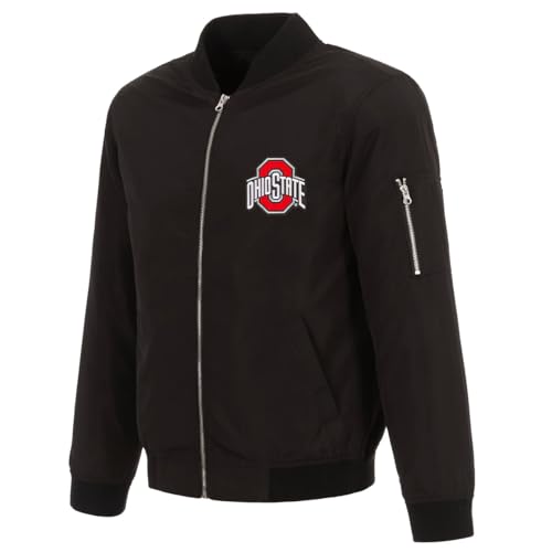 JH Design Ohio State Buckeyes Bomber Jacket Zip Up Coat in Black or Red