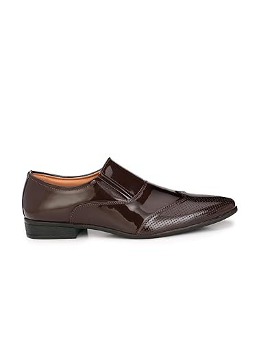 Image of HiREL'S Brogue Patent Shoes Wedding|Lightweight|Comfortable|Soft Cushioned Slip On for Men
