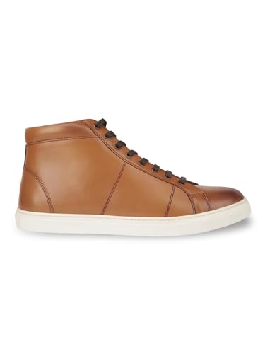 Image of HATS OFF ACCESSORIES Genuine Leather Tan Sneaker Shoes (HOA-SS23050)