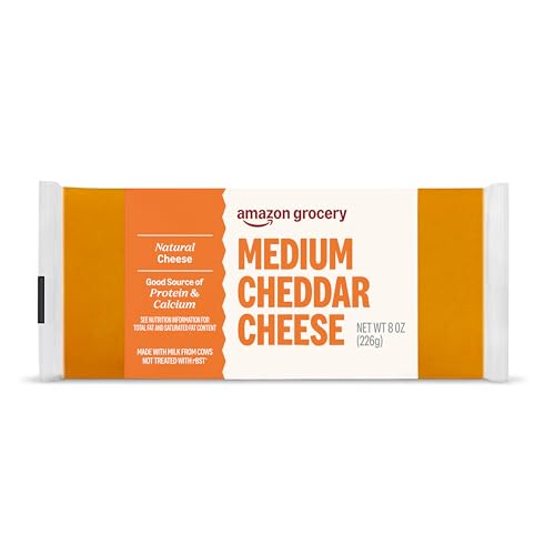 Amazon Grocery, Medium Cheddar Cheese, 8 Oz (Previously Happy Belly, Packaging May Vary)