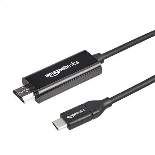 Amazon Basics Cable adaptador de USB-C (fuente) a HDMI (pantalla), compatible con Thunderbolt 3, 4K a 30 Hz, 1.82 m, negro