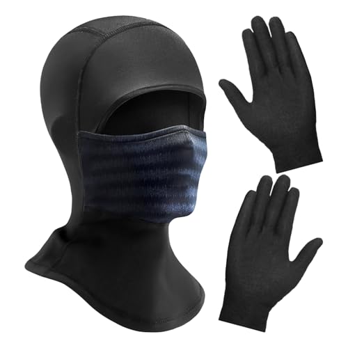 Capucha Resistente Al Frío De 1 Pieza Y 1 Par De Guantes Negros, Capucha Cálida En Otoño E Invierno, Equipo Para Exteriores Resistente Al Frío, Capucha Suave Y Transpirable, Acampar