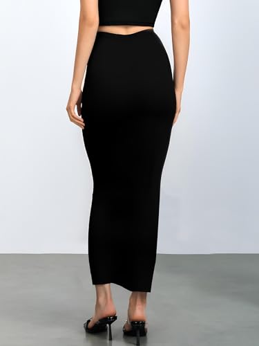 Women's Bodycon Maxi Skirt Casual High Elastic Waist Stretchy Going Out Skirts2