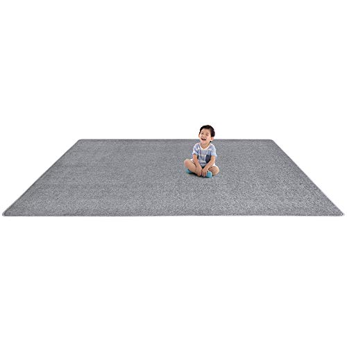 Joy Carpets Kid Essentials Endurance Misc Solid Color Area Rugs, Silver, 6' X 9' #TOP1