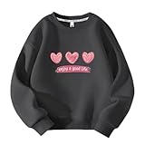 [xenite] 子供服 女の子 ハートプリント おしゃれな長袖パーカー 無地 キッズ カジュアル長袖トップス ゆとりがある 快適(100,ダークグレー)