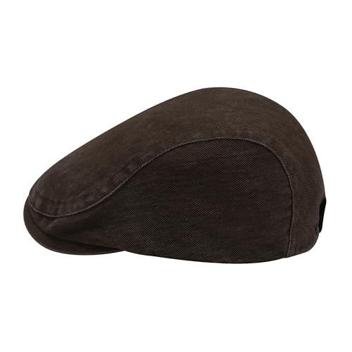 Image of ZLYC Men Cotton Flat Cap Summer Scally Ivy Gatsby Newsboy Beret Driver Cabbie Hunting Hat