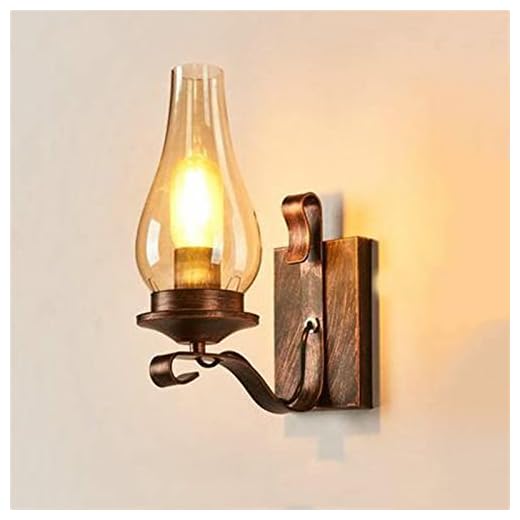 YONG - FR Lámparas de pared, Aplique de pared moderno, lámpara de pared de hierro con luz industrial retro - Luz de pared de vidrio for restaurante, pasillo, dormitorio, mesita de noche (Color : C)