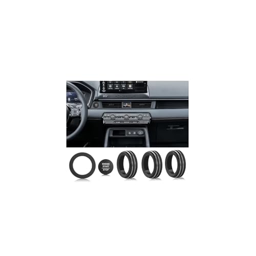 Image of for Honda 2026 Passport Interior Accessories, Aluminum Alloy one-Button Start Cover /Ring, air Conditioning knob, 5-piece Set (Black)