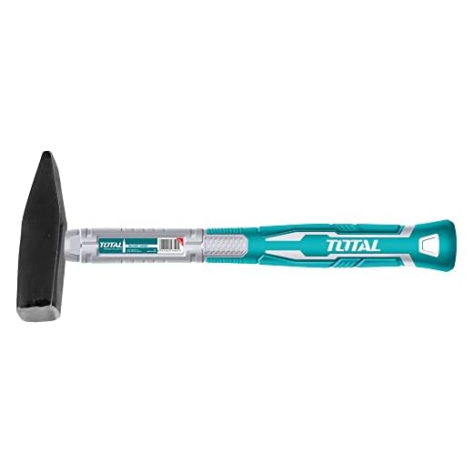TOTAL - Marteau pour Mécanicien | 300 g | Idéal pour les Travaux de Mécanique | Permet de Frapper des Pièces Métalliques ou des Tôles | Tête en Acier | Manche en Fibre de Verre