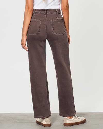GRAPENT Wide Leg Jeans for Women Trendy High Waisted Loose Straight Leg Stretchy Retro Denim Pants with Pouch Pockets3