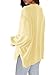 Nirovien Womens Crewneck Sweatshirt Oversized Side Slit Long Sleeve Shirts Slouchy Pullover Sweatshirts(Light Yellow,2XL)