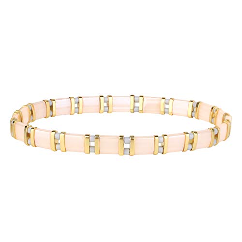 Image of KELITCH Women Pearl Beaded Bracelet Tila Stretch Bracelets Candy Colors Friendship New Jewelry