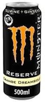 Monster Energy Drink Flavours | Juiced, Zero Sugar, Ultra, Monarch, Fiesta Mango, Strawberry Dreams, VR46, Punch | High Caffeine Sports Energy Drink - Monster Reserve Orange (24Pack x 500ml)