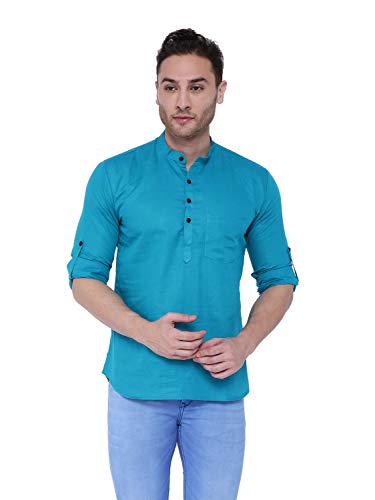 Image of Rajubhai Hargovindas Men's Linen Straight Short Kurta