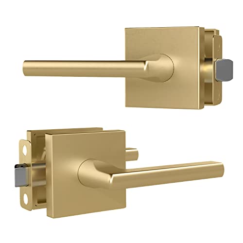Image of Mega Handles Prime Passage Lever Door Handle for Closet or French Doors, Single Side Door Levers, Fits All Standard Door Sizes, Covered Screws Included - Satin Brass (1 Pack) 5 inch