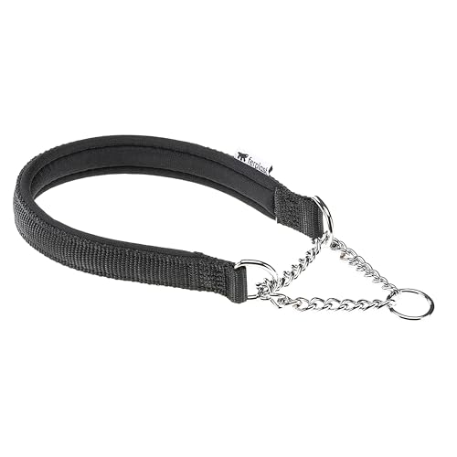 Ferplast Collare Cane Semistrozzo, in Nylon, Imbottito, Anti-trazione, per Addestramento Cani, Taglia M (Circonferenza Collo 33-45 cm), Nero.