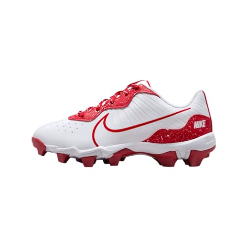 Nike Alpha Huarache 4 Keystone Little/Big Kids' Baseball Cleats (DJ6525-107, White/University Red) Size 4