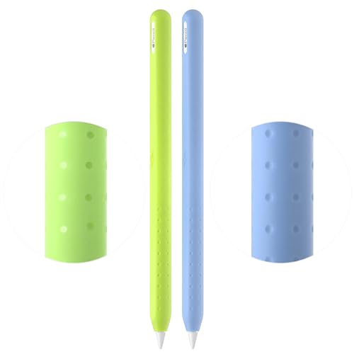 AKSHFETH Silicone Cover for Apple Pencil 2nd Generation & Apple Pencil Pro 2024 Case Sleeve Soft Thin Apple Pencil Grip Accessories (Glow Green+Glow Blue)