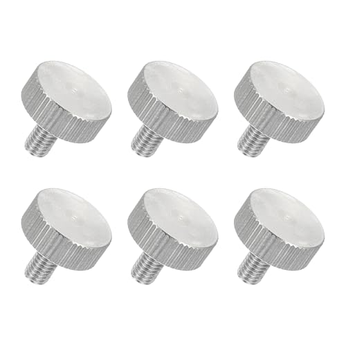 sourcing map 6 PCS M5 x 10mm Flat Knurled Head Thumb Screws,304 Stainless Steel Fully Threaded Thumbscrew Bolts Fasteners for Home Appliances Lighting Electronic Equipment and Industry