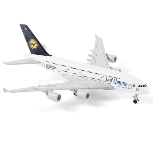 QIYUMOKE 1/400 Germany A380 Airplane Model (6-inch L) with Pre-Built Landing Gear and Aircraft Display Stand for Airbus A380 Plane Model Kits for Adults Aviation Gifts or Collection
