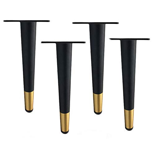 Patas de Muebles de Hierro, Patas de Mesa de Metal, Patas de gabinete de Cono Recto, pies de Cocina de Oro Negro, Patas de Cama, Patas de Soporte, con Tornillos de Montaje, Carga de Compresi