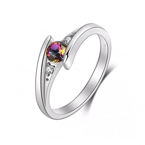 Alliance en argent 925 anti-ternissement avec zircone ronde