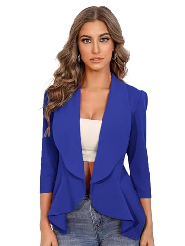Image of KOTTY Women's Lightweight Open Front Blazer - Draped Waterfall Longline Blazer Style