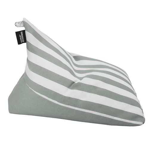 HAPPERS Puff Pirámide Toldotex Talla M con Relleno Incluido | Asiento Infantil y Juvenil para Exterior e Interior | Relax Ergonómico para Terraza, Jardín y Salón | Gris