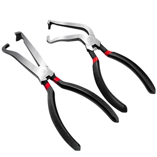 Electrical Disconnect Pliers, Electrical Connector Pliers for Cars(1*Straight&1 * 60°Bend), Fuel Line Petrol Clip Pipe Tools, Automotive Hose Disconnect Tools for Push Tab Style Plugs