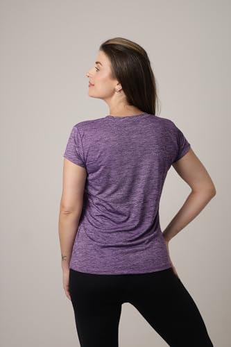 Blusa Blusinha Feminina Dry Fit Em Gola V Fitness Academia Treino (Roxo, G)