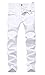 Men's White Biker Jeans Slim Straight Stretch Skinny Fit Moto Denim Jeans