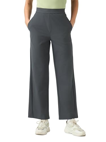 Image of TECHNOSPORT Women's Straight Fit Solid Track Pant for Casual Wear, Active Lifestyle